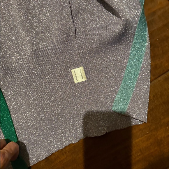 Cynthia Rowley Sparkly Purple Sweater with Green Stripes L - Picture 5 of 6